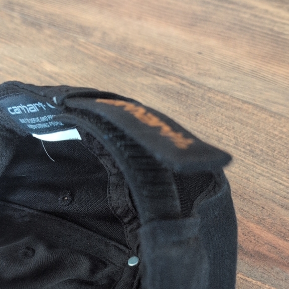 Carhartt Black Velcro Adjustable Cap with Brown Logo Patch - Picture 6 of 6